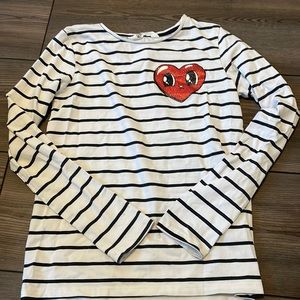 H&M striped heart long sleeve